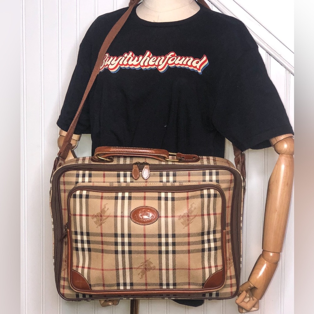 BURBERRY Nova Check Laptop Suitcase Haystack Messenger Bag Vintage Authentic